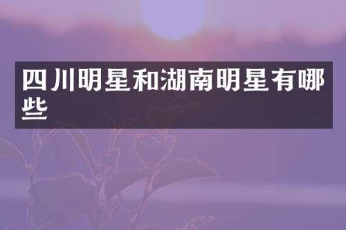 四川明星和湖南明星有哪些