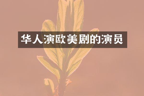 华人演欧美剧的演员