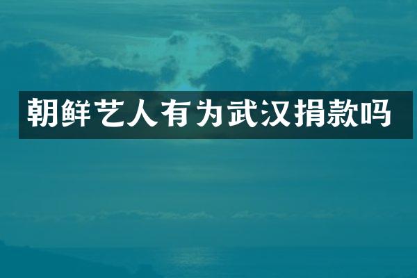 朝鲜艺人有为武汉捐款吗