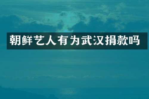 朝鲜艺人有为武汉捐款吗