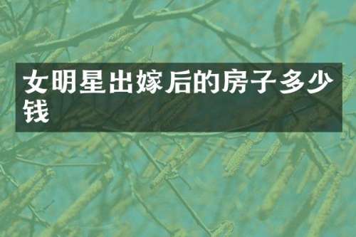 女明星出嫁后的房子多少钱