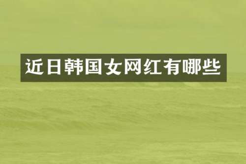 近日韩国女网红有哪些