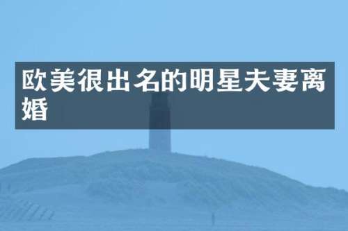 欧美很出名的明星夫妻离婚