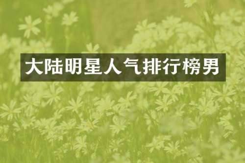 大陆明星人气排行榜男