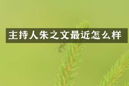 主持人朱之文最近怎么样