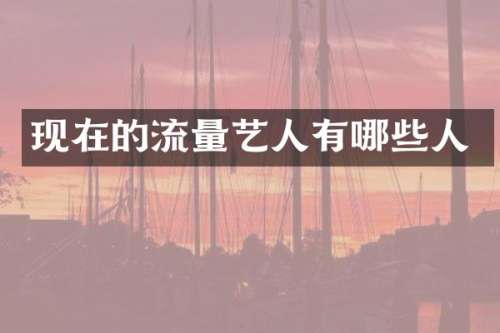 现在的流量艺人有哪些人