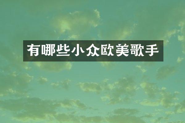 有哪些小众欧美歌手