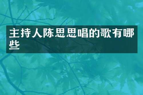 主持人陈思思唱的歌有哪些