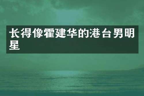 长得像霍建华的港台男明星