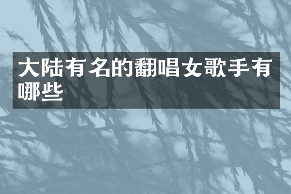 大陆有名的翻唱女歌手有哪些
