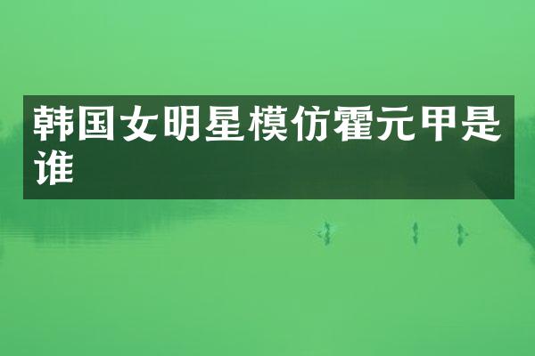 韩国女明星模仿霍元甲是谁