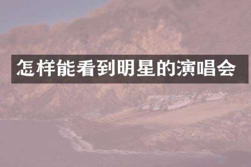 怎样能看到明星的演唱会