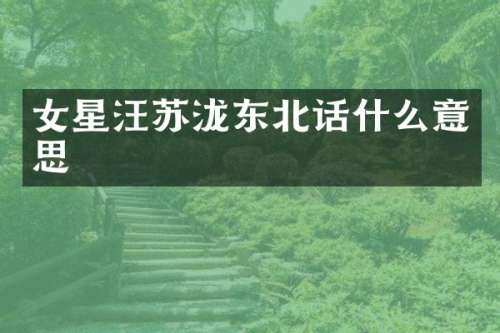 女星汪苏泷东北话什么意思
