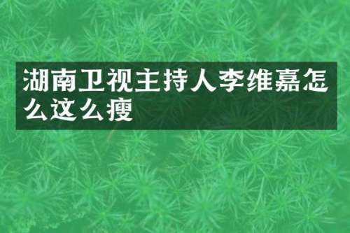 湖南卫视主持人李维嘉怎么这么瘦