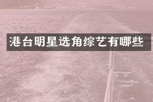 港台明星选角综艺有哪些