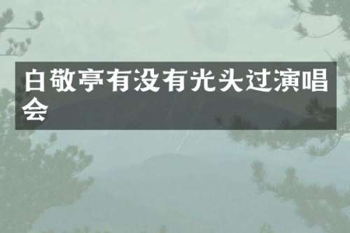 白敬亭有没有光头过演唱会