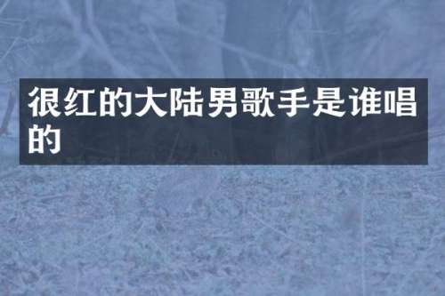 很红的大陆男歌手是谁唱的