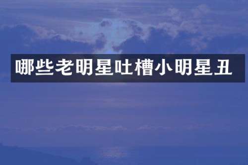 哪些老明星吐槽小明星丑