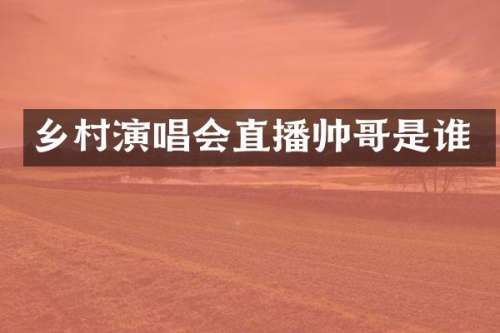 乡村演唱会直播帅哥是谁