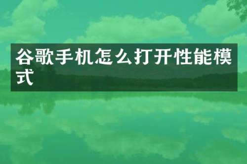 谷歌手机怎么打开性能模式