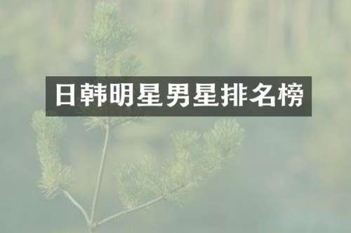 日韩明星男星排名榜