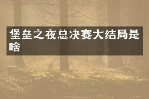 堡垒之夜总决赛大结局是啥