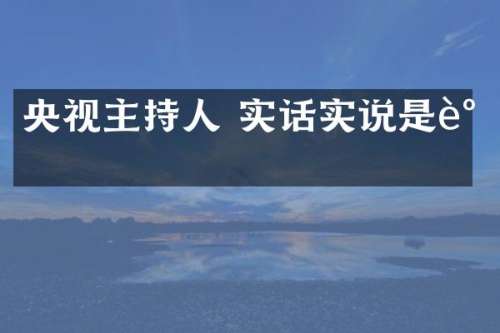 央视主持人 实话实说是谁