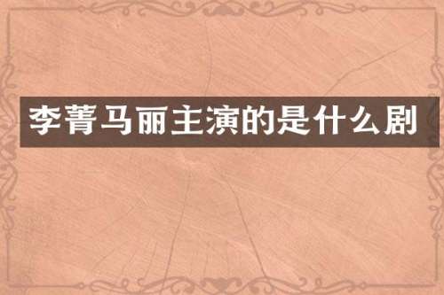 李菁马丽主演的是什么剧
