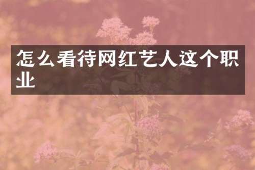 怎么看待网红艺人这个职业
