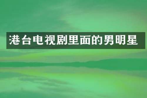 港台电视剧里面的男明星