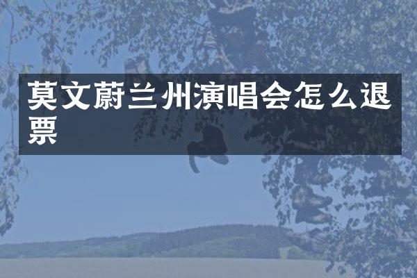 莫文蔚兰州演唱会怎么退票