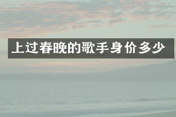 上过的歌手身价多少