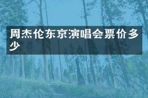 周杰伦东京演唱会票价多少