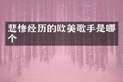 悲惨经历的欧美歌手是哪个