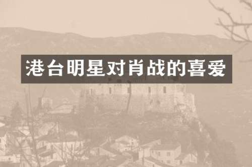 港台明星对肖战的喜爱