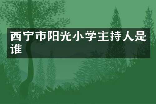 西宁市阳光小学主持人是谁