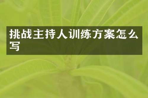 挑战主持人训练方案怎么写