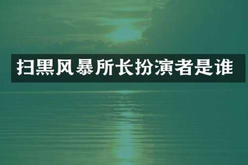 扫黑风暴所长扮演者是谁