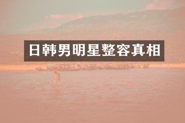 日韩男明星整容真相