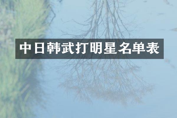 中日韩武打明星名单表
