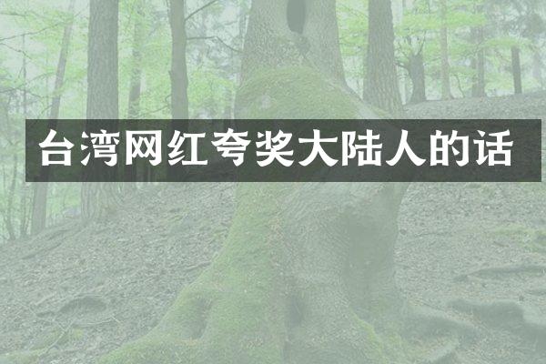 台湾网红夸奖大陆人的话