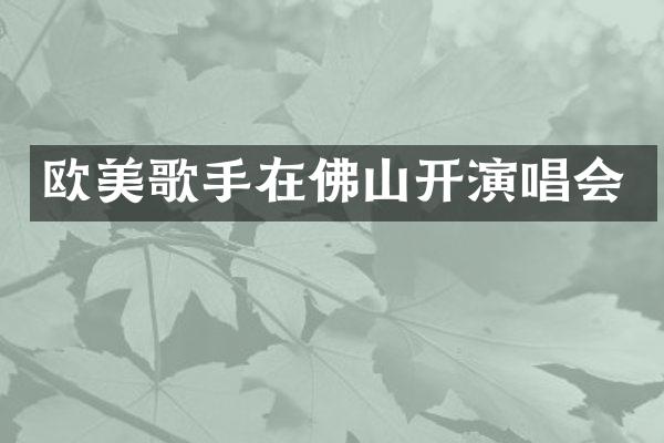 欧美歌手在佛山开演唱会