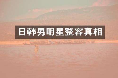 日韩男明星整容真相