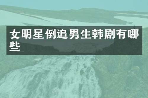 女明星倒追男生韩剧有哪些
