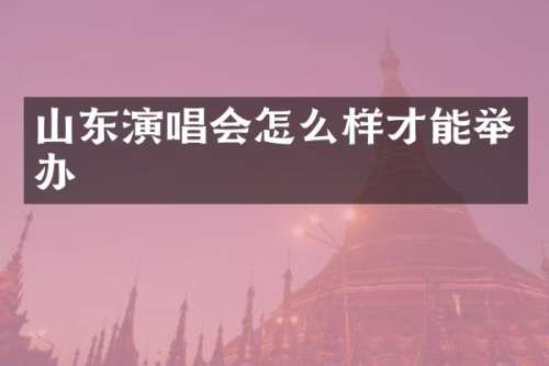 山东演唱会怎么样才能举办