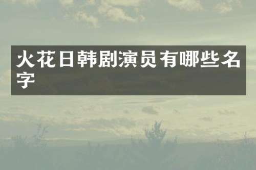 火花日韩剧演员有哪些名字