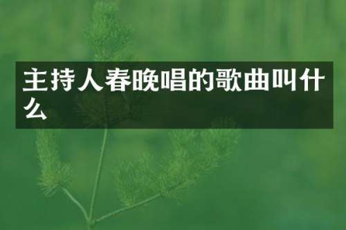 主持人唱的歌曲叫什么