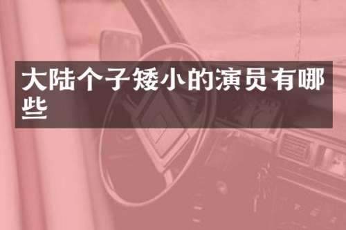 大陆个子矮小的演员有哪些