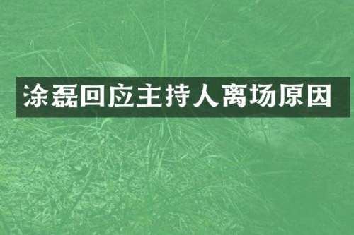 涂磊回应主持人离场原因