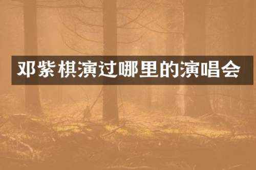 邓紫棋演过哪里的演唱会